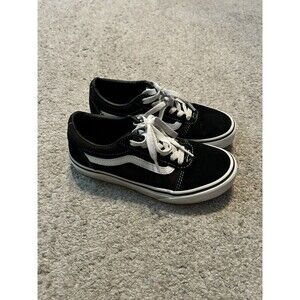 Vans‎ Ward Black White Canvas Skate Shoes Kids Youth US Size 2 Low Top Sneakers